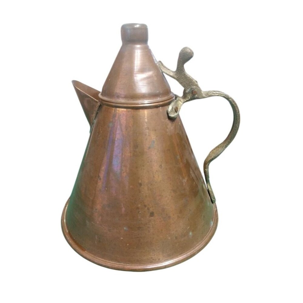 Vintage Copper Pitcher With Brass Handle & Spout Made In Turkey
